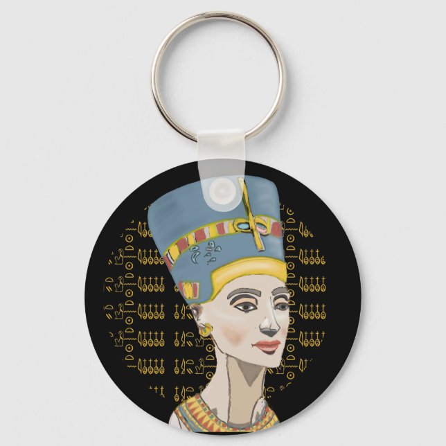 Queen Nefertiti with Cartouche  Keychain (Front)