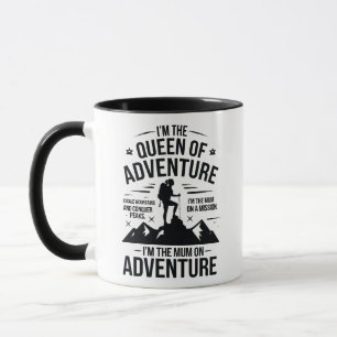 Queen of Adventure Hiking Mum Typography Design Mug