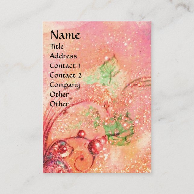 QUEEN OF ARCADIA,MAGIC BUTTERFLY PLANT, Pink Green Business Card (Front)