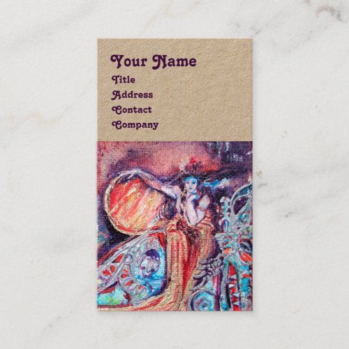 QUEEN OF ARCADIA Red Blue Silver Fanasy Kraft Business Card