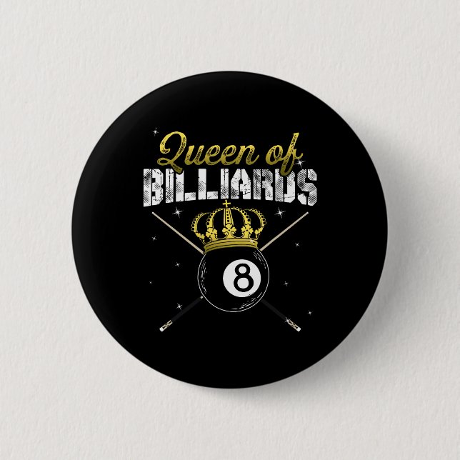 Queen Of Billiards Snooker Pool Billiard Player Qu Button (Front)