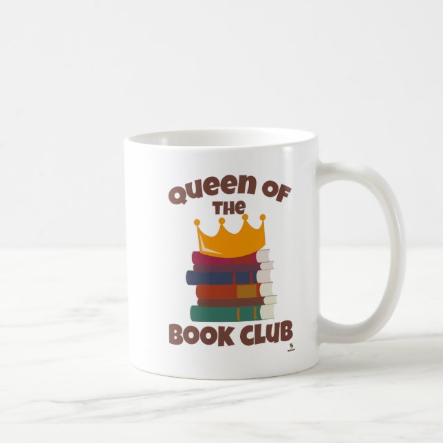 Queen Of Book Club Cool Reader Cartoon Coffee Mug (Right)