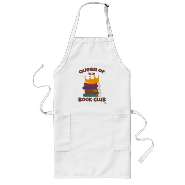 Queen Of Book Club Cool Reader Cartoon Long Apron (Front)