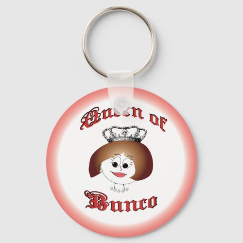 queen of bunco with crown and dice necklace keychain