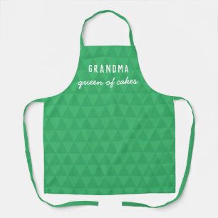 Queen of Cakes Custom Name Slogan Green Grandma Apron