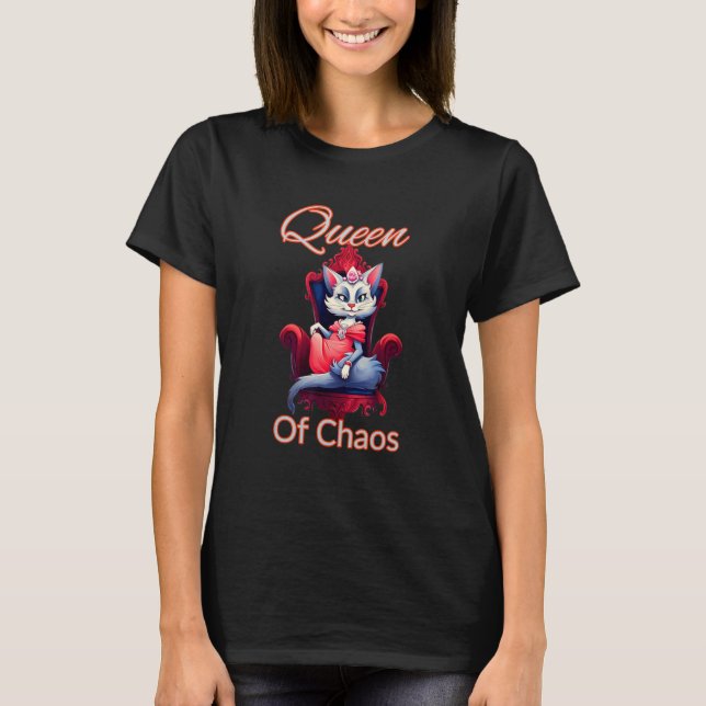 Queen of Chaos Mothers Cat Queen Throne Grandma  S T-Shirt (Front)