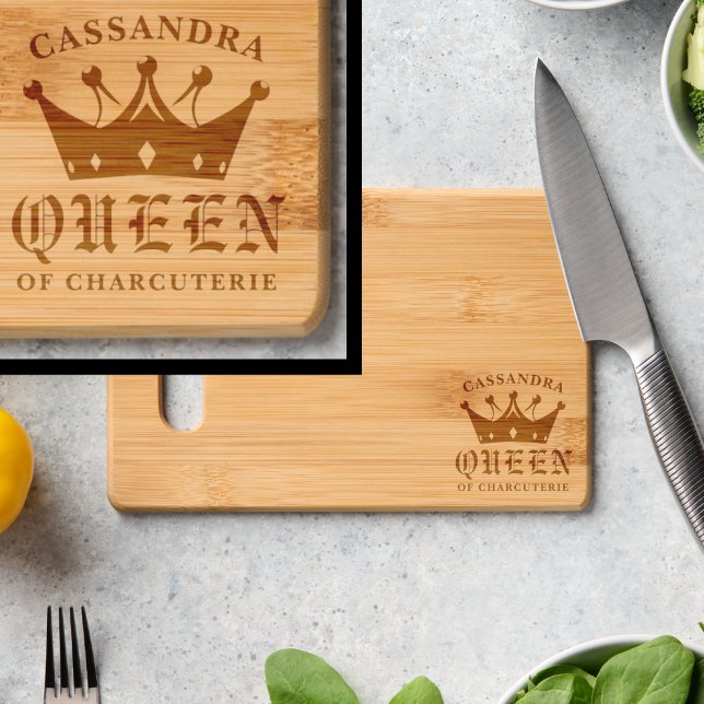Queen of Charcuterie Crown Engraved Cutting Board (Queen of Charcuterie Crown Cutting Board)