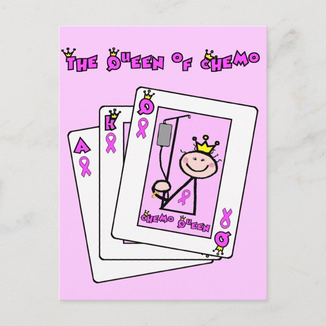 Queen of Chemo - Breast Cancer Pink Ribbon Postcard (Front)