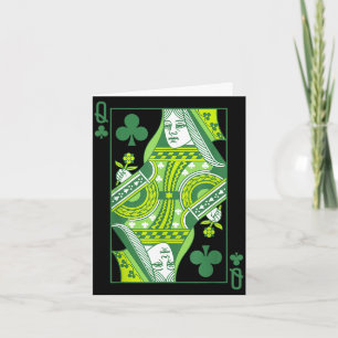 Queen of clubs card st patrick's day botanical