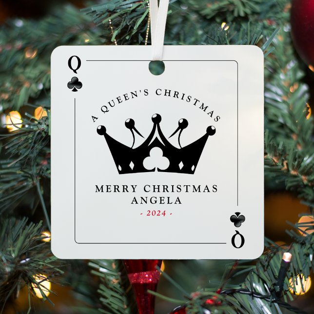 Queen of Clubs Casino Poker Card Christmas Metal Ornament (Queen of Clubs Casino Poker Card Christmas Metal Ornament
)