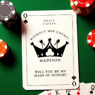 Queen of Clubs Poker Bridesmaid Proposal Card
