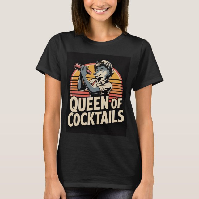 Queen of CocQueen of Coktails Wolf Bartender Shirt (Front)