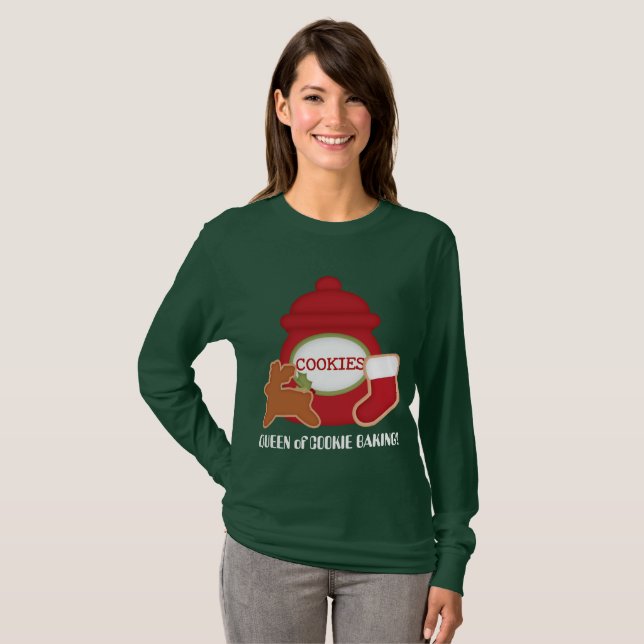 Queen of cookie baking Christmas t-shirt (Front Full)