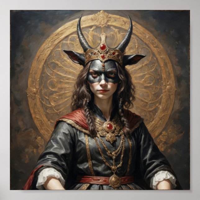Queen of demoniac goats (succubes) with facemask poster (Front)
