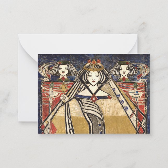 Queen of Diamonds by Margaret Macdonald Mackintosh Note Card (Front)