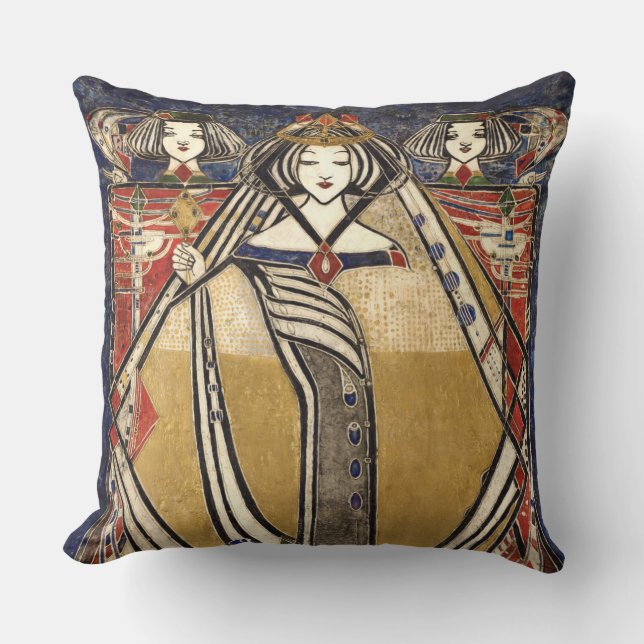 Queen of Diamonds by Margaret Macdonald Mackintosh Throw Pillow (Front)