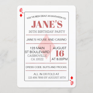 Queen of Diamonds Casino Playing Cards Birthday