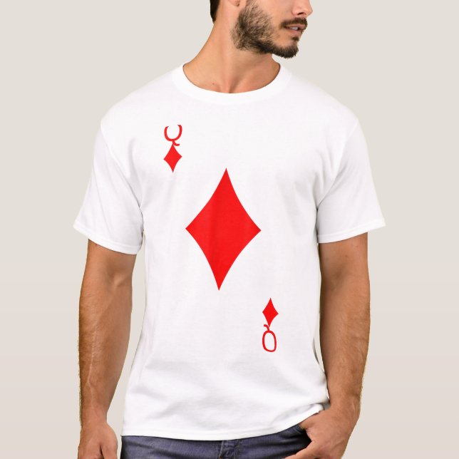 Queen of Diamonds Deck of Cards Halloween Costume T-Shirt (Front)
