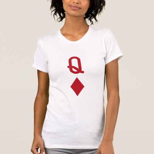 Queen of Diamonds Red Playing Card  T_Shirt