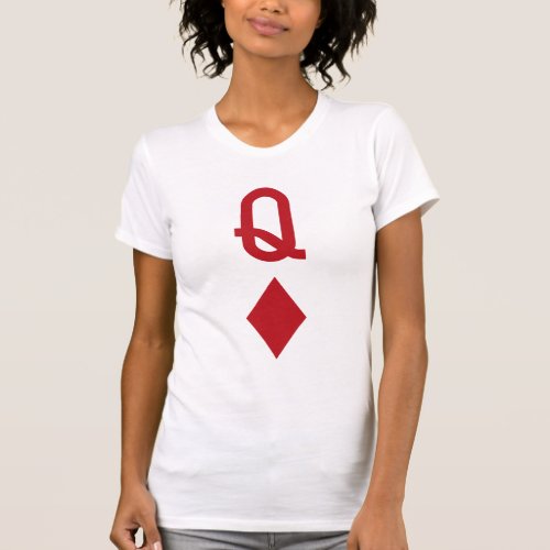 Queen of Diamonds Red Playing Card T_Shirt