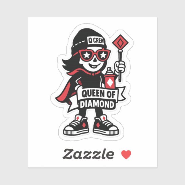 Queen of Diamonds Street Mascot — High-Stakes Edit Sticker (Sheet)