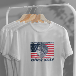 Queen Of England On American Flag T-Shirt