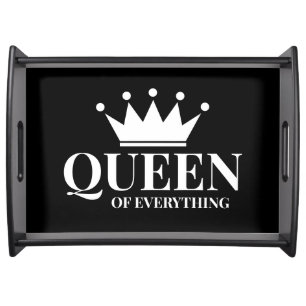 Queen of everything black wooden coffee tray