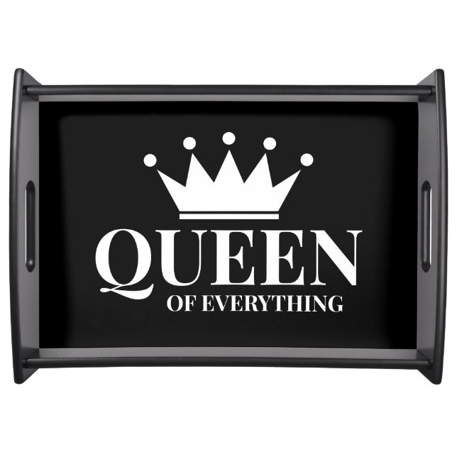Queen of everything black wooden coffee tray (Front)