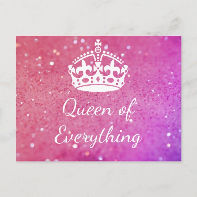 Queen of Everything Crown Pink Bokeh Postcard (Front)