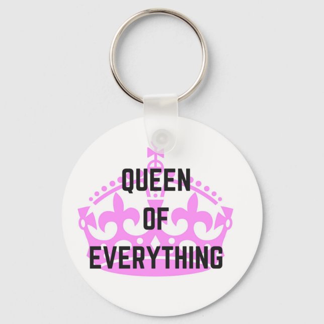 Queen Of Everything Crown Text Illustration Keychain (Front)
