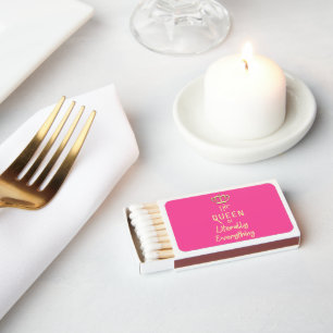 Queen of Everything funny Bougie Gold Matchboxes