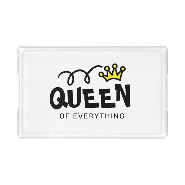 Queen of everything funny vanity tray with crown (Front)