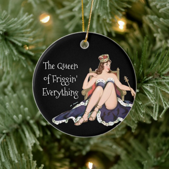 Queen of Everything Retro Pinup Ceramic Ornament (Tree)