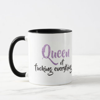 Queen of f*cking everything ! Black & Purple Mug
