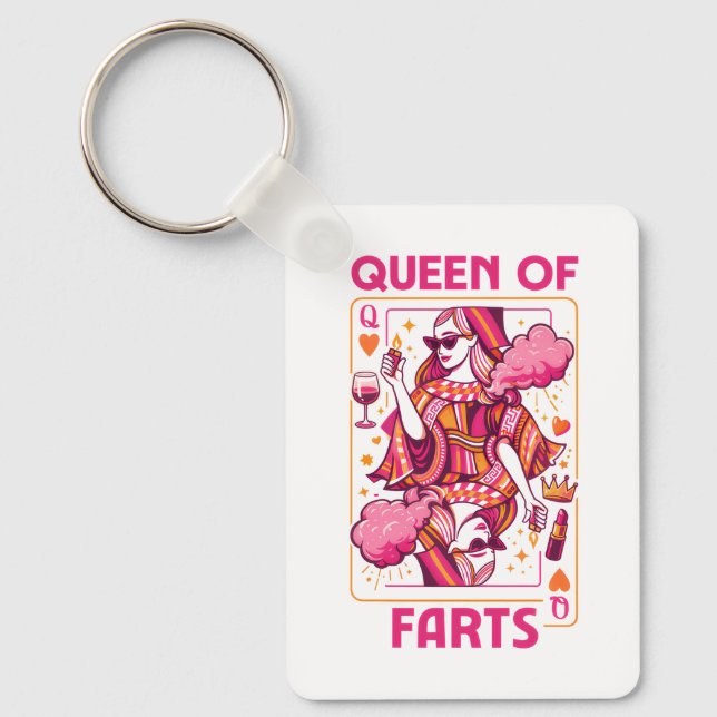 Queen Of Farts Royal Flatulence Humor Fart Keychain (Front)