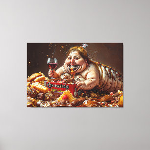 “Queen of Gluttonous Decay” Colourful Portrait Canvas Print