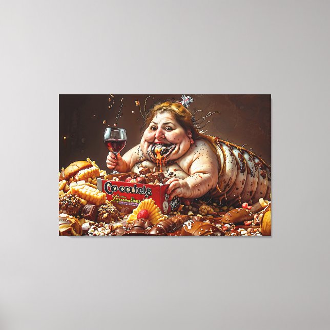 “Queen of Gluttonous Decay” Colourful Portrait Canvas Print (Front)