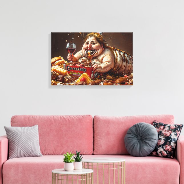“Queen of Gluttonous Decay” Colourful Portrait Canvas Print (Insitu(LivingRoom))