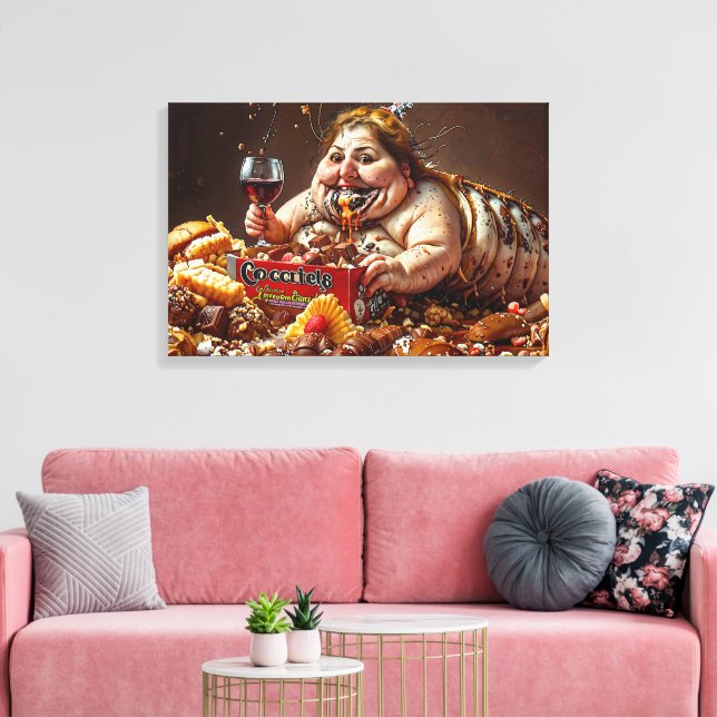 “Queen of Gluttonous Decay” Colourful Portrait Canvas Print (Insitu(LivingRoom))