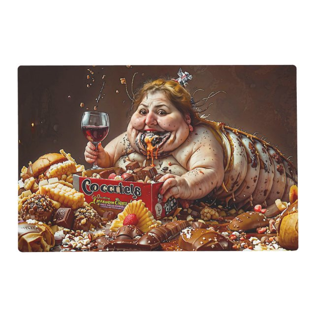 “Queen of Gluttonous Decay” Colourful Portrait Placemat (Front)