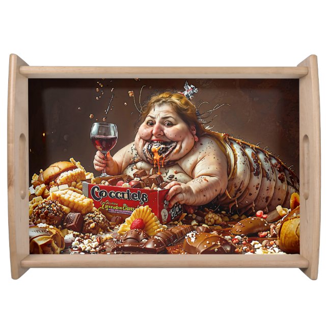 “Queen of Gluttonous Decay” Colourful Portrait Serving Tray (Front)