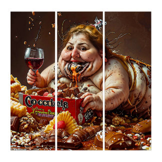 “Queen of Gluttonous Decay” Colourful Portrait Triptych