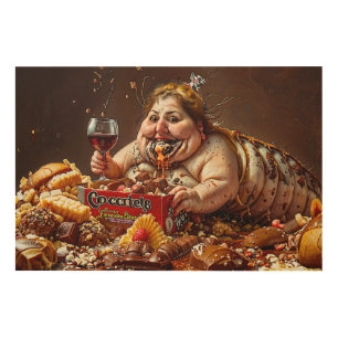 “Queen of Gluttonous Decay” Colourful Portrait Wood Wall Art