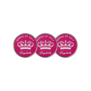Queen of Golf Monogram Hot Pink Ball Marker