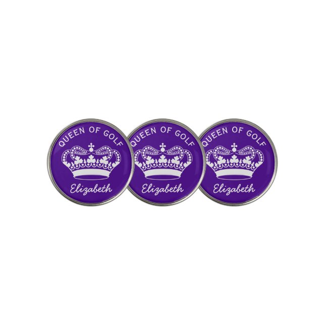 Queen of Golf Monogram Purple  Ball Marker (3 Up)