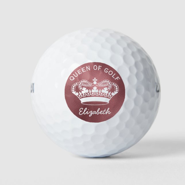Queen of Golf Monogram Rose Gold Golf Balls (Front)