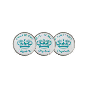 Queen of Golf Monogram Teal Golf Ball Marker