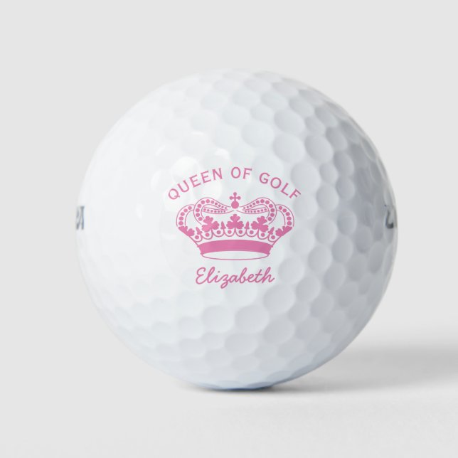 Queen of Golf Pink Monogram Golf Balls (Front)