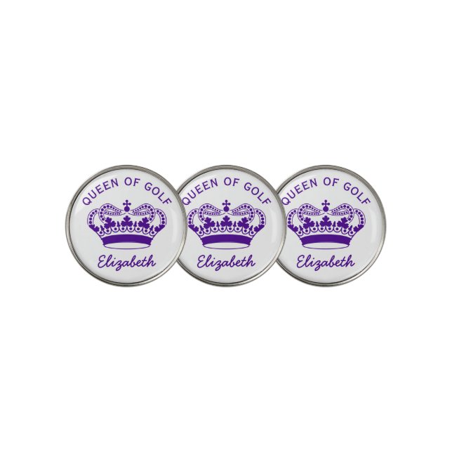 Queen of Golf Purple Monogram Golf Ball Marker (3 Up)