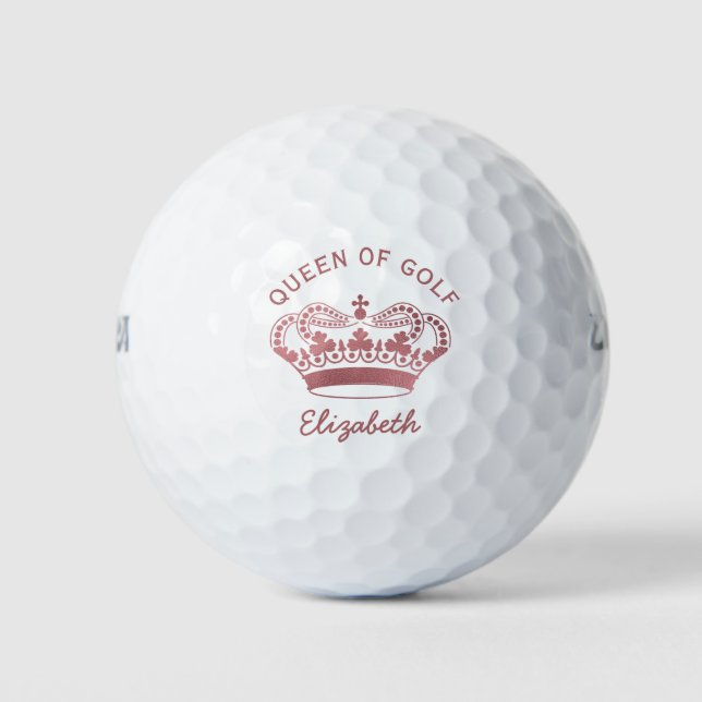 Queen of Golf Rose Gold Monogram Golf Balls (Front)
